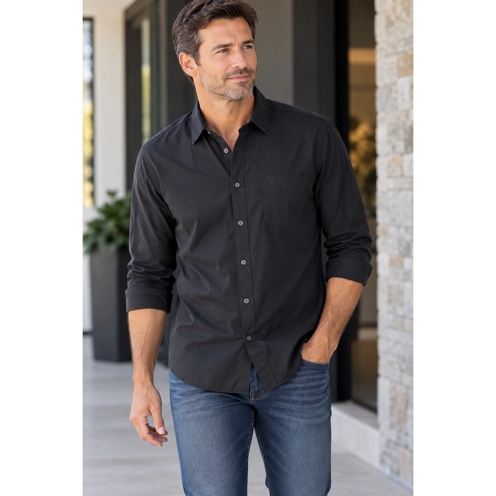 UNTUCKit Gironde Slim Fit Shirt Mens Large Charcoal Black Performance Stretch